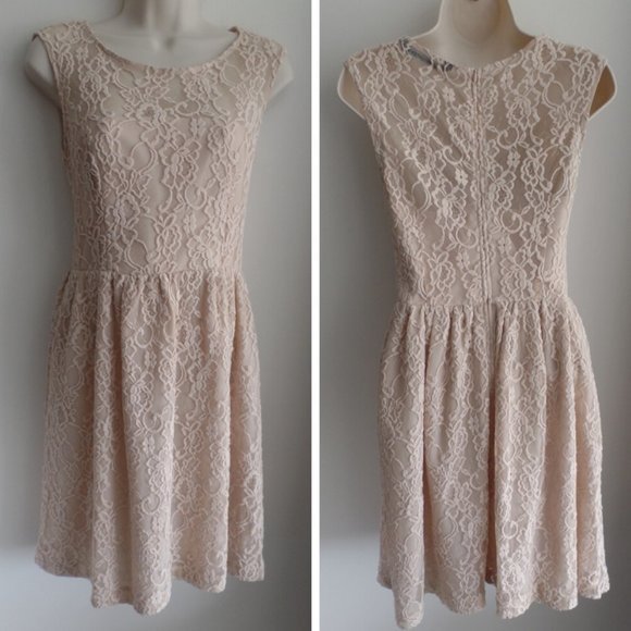 Zara Dresses & Skirts - ZARA WOMAN Nude Lace Sleeveless Dress, sz S